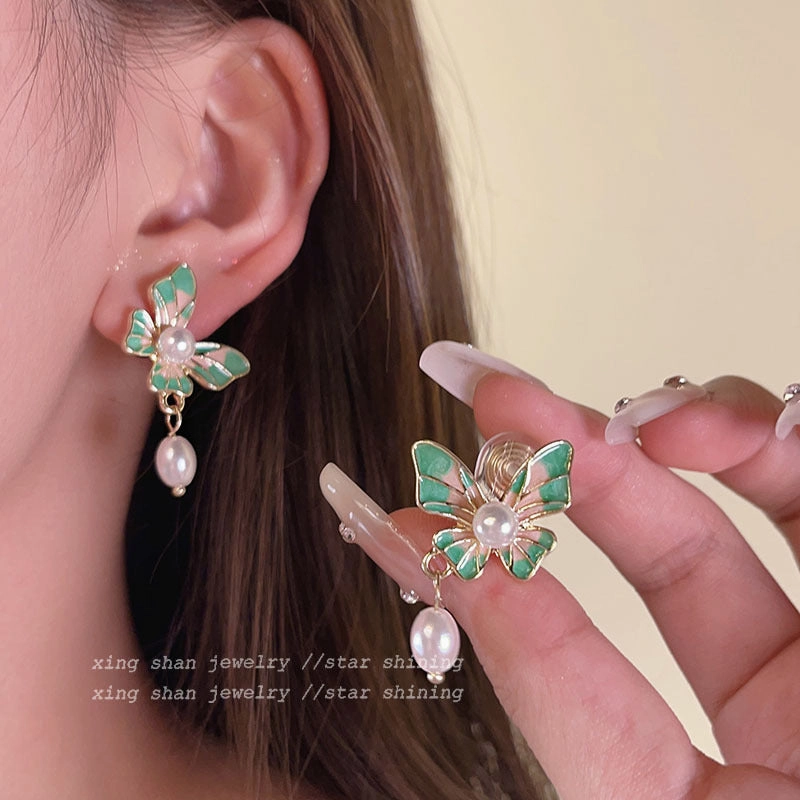 Wholesale Enamel Butterfly Alloy Earrings