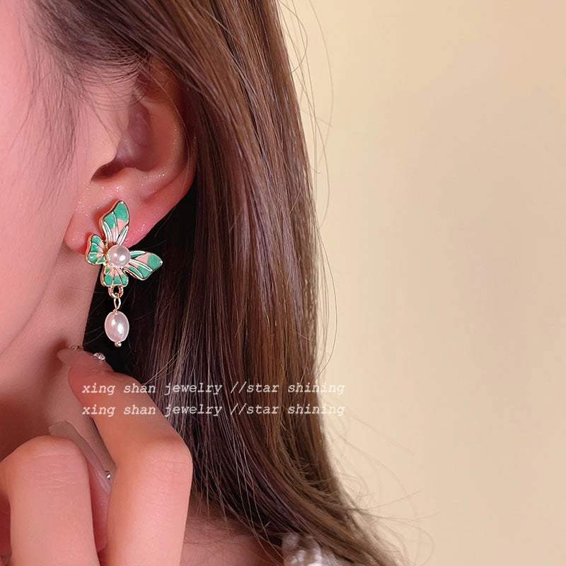 Wholesale Enamel Butterfly Alloy Earrings