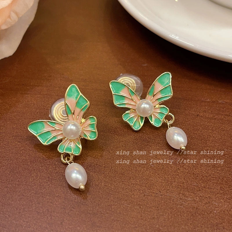 Wholesale Enamel Butterfly Alloy Earrings