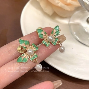 Wholesale Enamel Butterfly Alloy Earrings