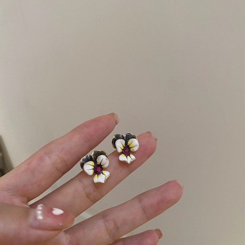 Wholesale Enamel Color Glaze Flower Earrings