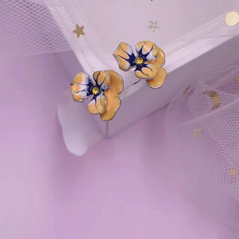Wholesale Enamel Color Glaze Flower Earrings