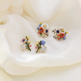 Wholesale Enamel Color Glaze Flower Earrings