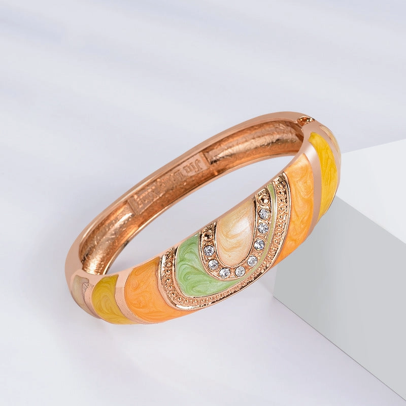 Wholesale Enamel Diamond Set Color Matching Geometric Drop Oil Alloy Bracelet