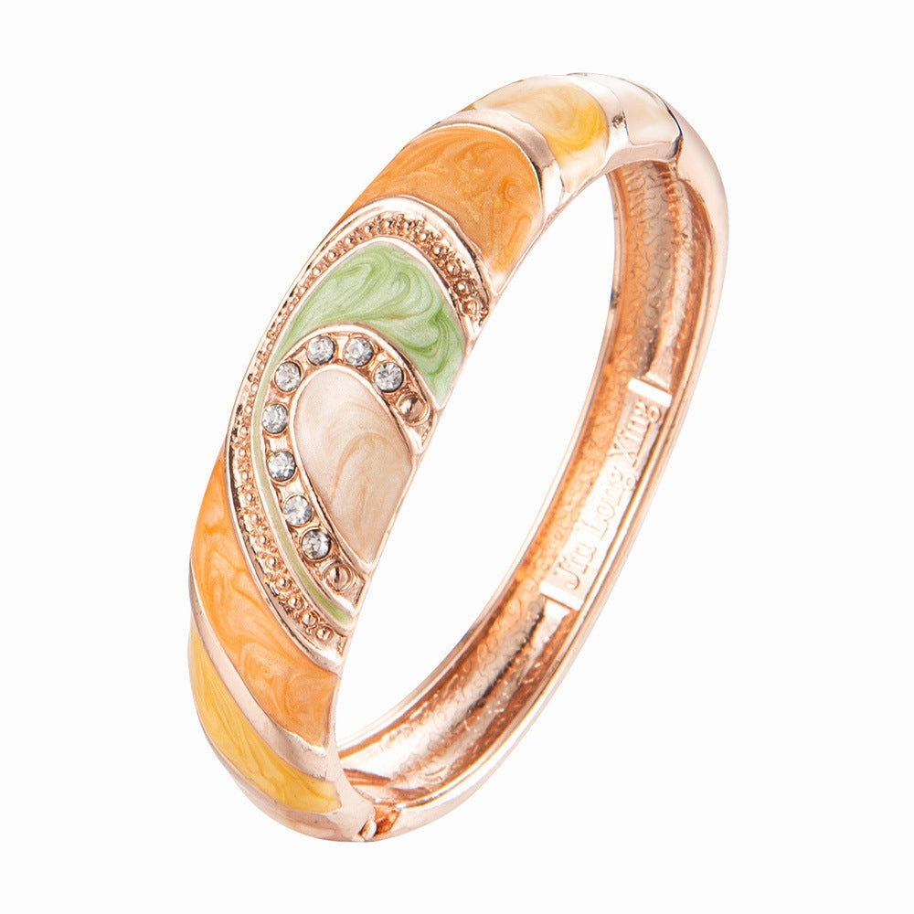 Wholesale Enamel Diamond Set Color Matching Geometric Drop Oil Alloy Bracelet