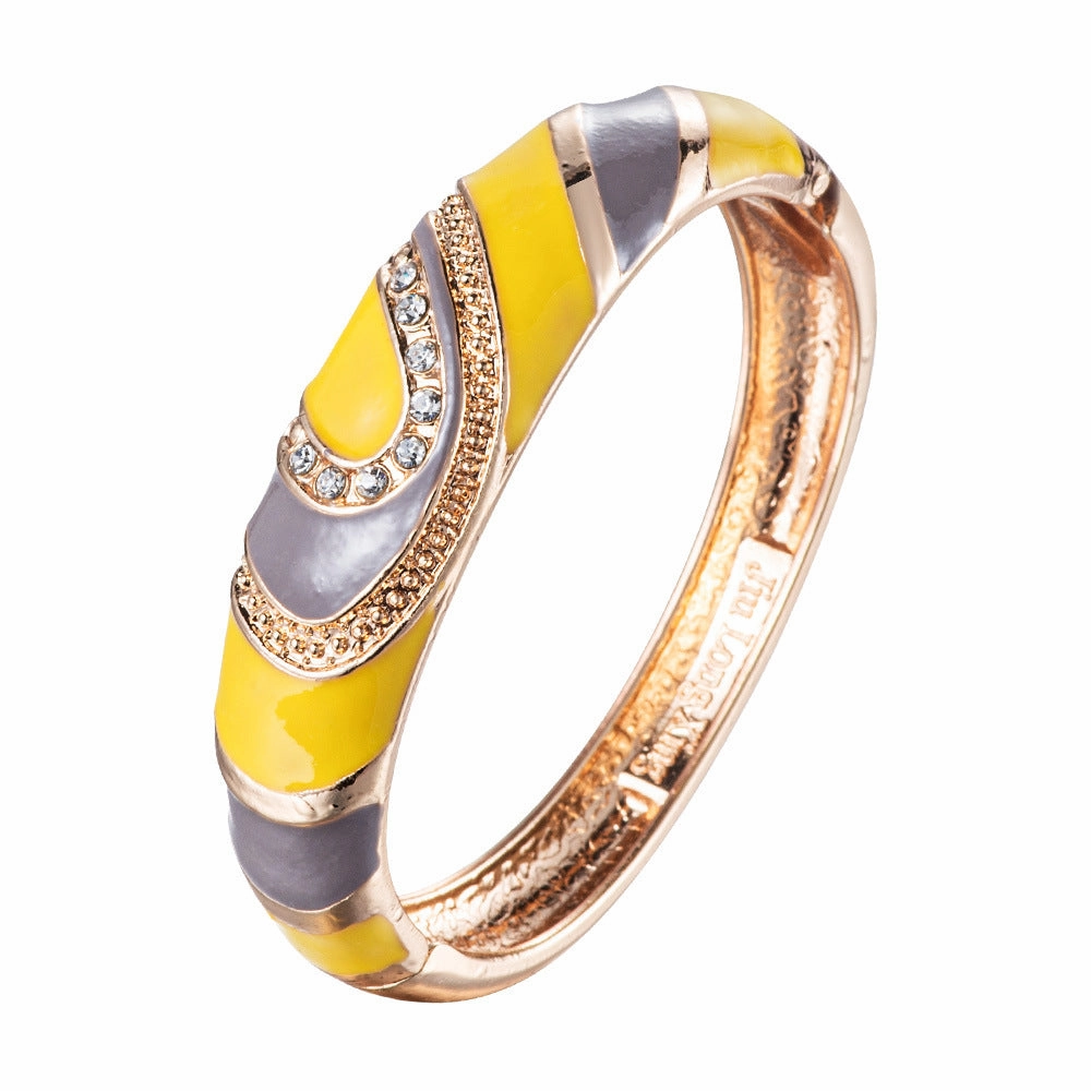 Wholesale Enamel Diamond Set Color Matching Geometric Drop Oil Alloy Bracelet