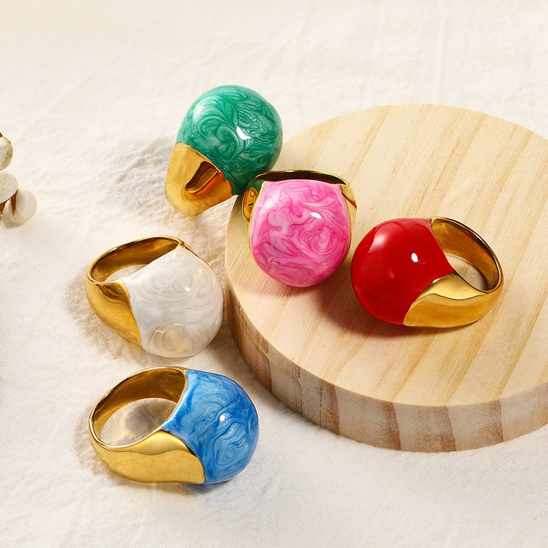 Wholesale Enamel Drop Glaze Titanium Steel Ring