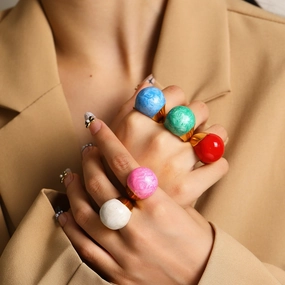 Wholesale Enamel Drop Glaze Titanium Steel Ring
