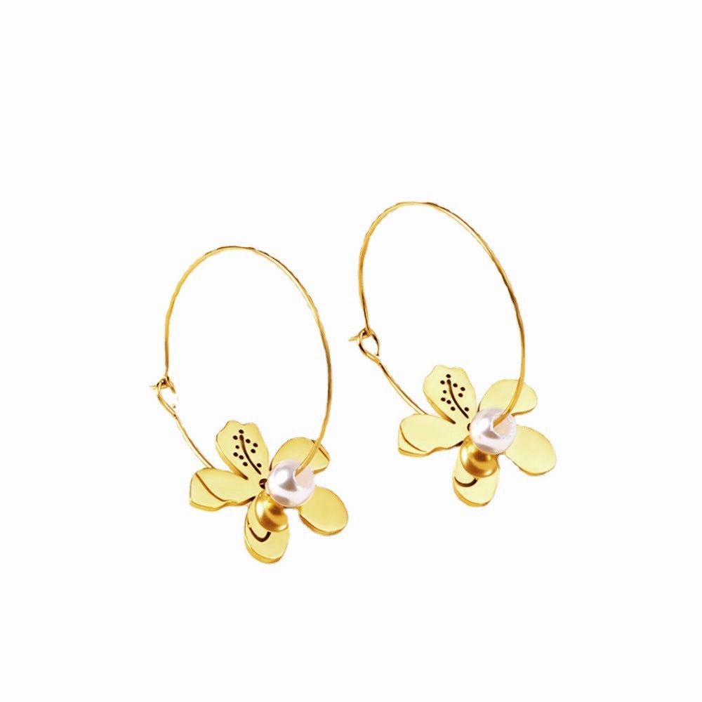 Wholesale Enamel Oil Painting Flowers Stainless Steel Earrings