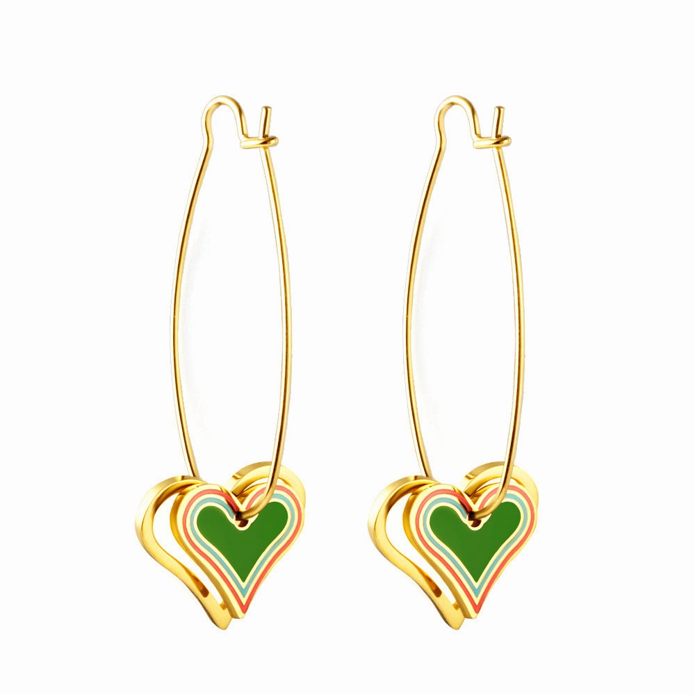 Wholesale Enamel Oil Painting Flowers Stainless Steel Earrings