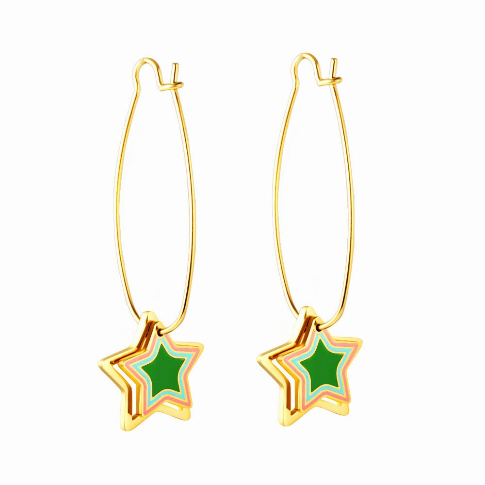 Wholesale Enamel Oil Painting Flowers Stainless Steel Earrings