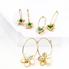 Wholesale Enamel Oil Painting Flowers Stainless Steel Earrings