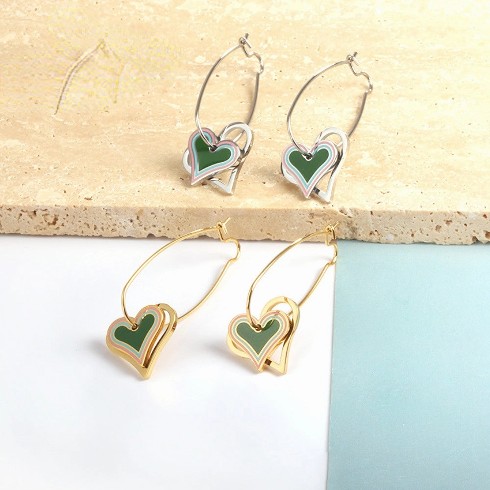 Wholesale Enamel Oil Painting Flowers Stainless Steel Earrings