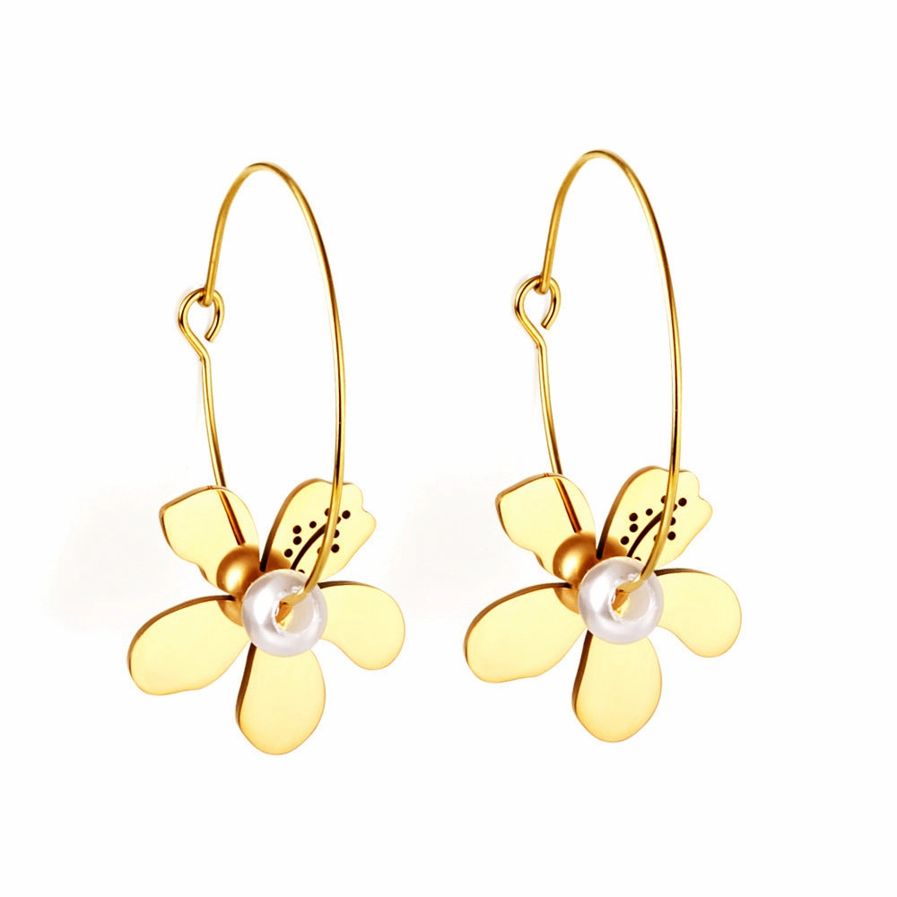 Wholesale Enamel Oil Painting Flowers Stainless Steel Earrings
