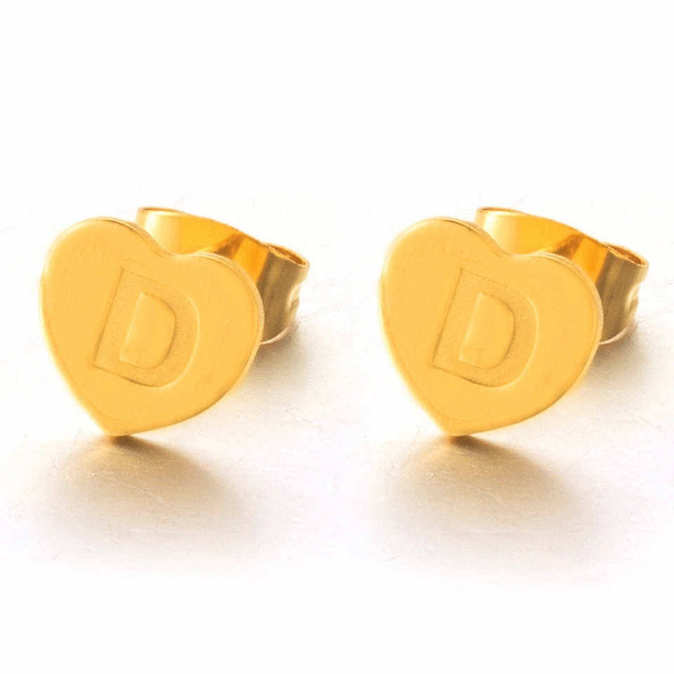 Wholesale English 26 Letter Gold Stainless Steel Earrings