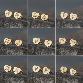 Wholesale English 26 Letter Gold Stainless Steel Earrings