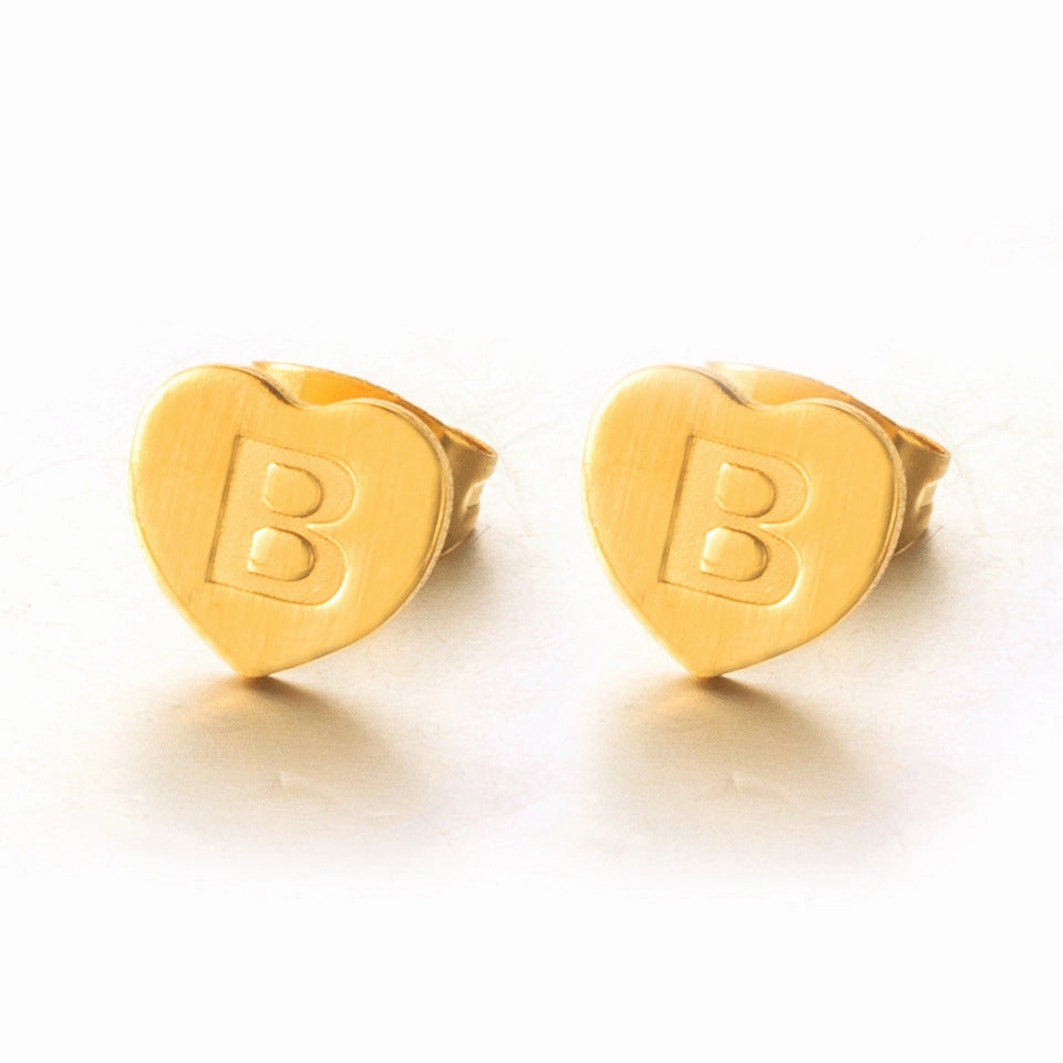 Wholesale English 26 Letter Gold Stainless Steel Earrings