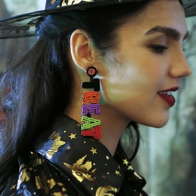 Wholesale English Alphabet Halloween Glazed Earrings