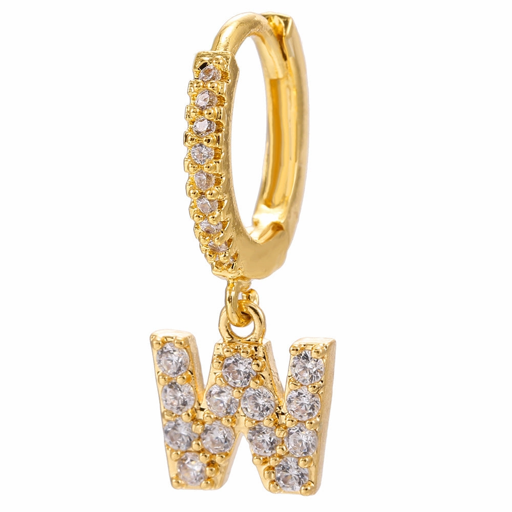 Wholesale English Alphabet Micropaved Zircon Earrings Copper
