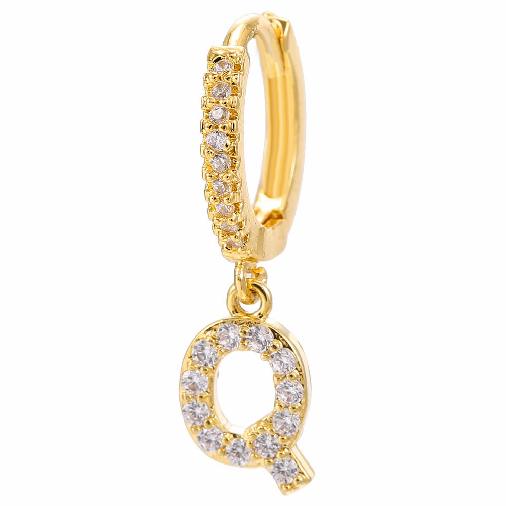 Wholesale English Alphabet Micropaved Zircon Earrings Copper
