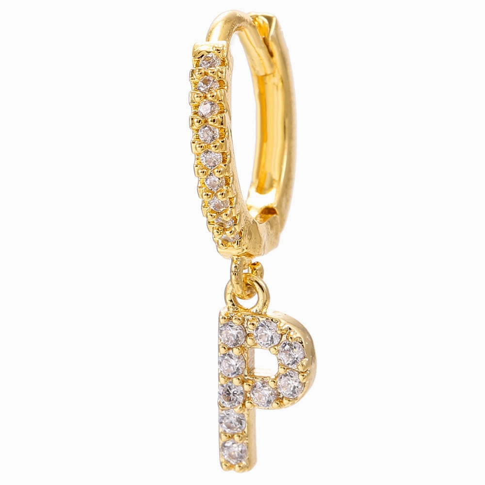 Wholesale English Alphabet Micropaved Zircon Earrings Copper