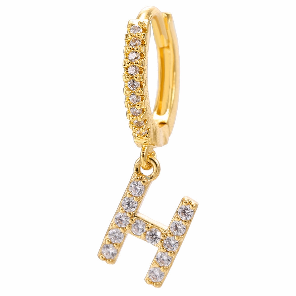 Wholesale English Alphabet Micropaved Zircon Earrings Copper