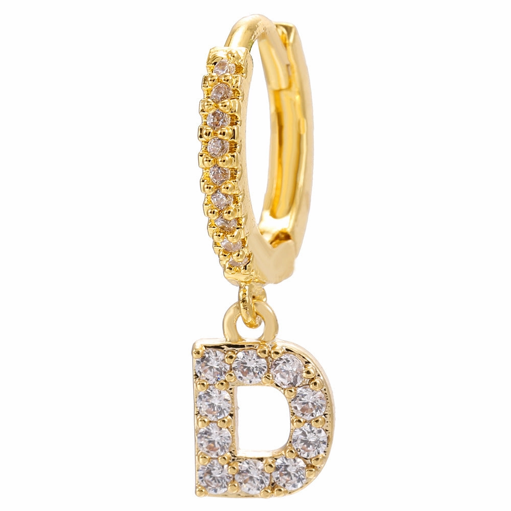 Wholesale English Alphabet Micropaved Zircon Earrings Copper