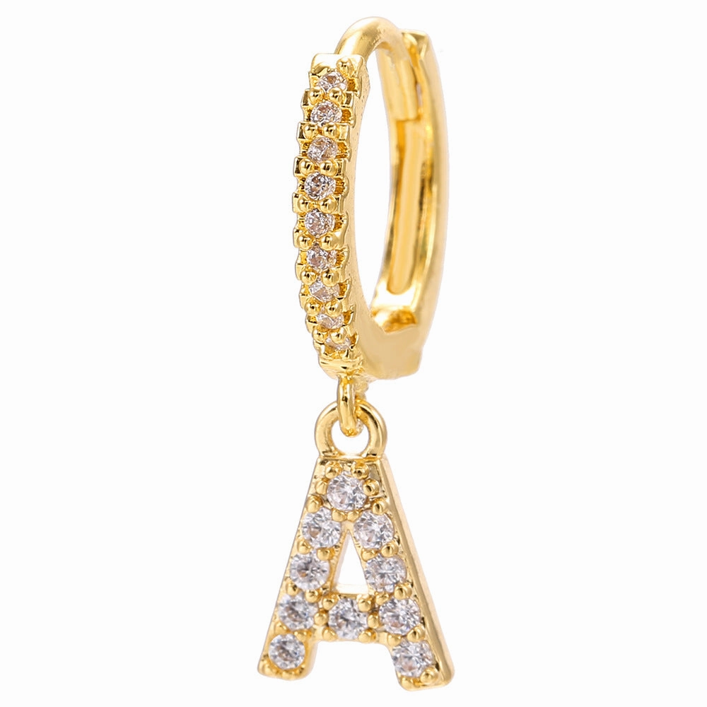 Wholesale English Alphabet Micropaved Zircon Earrings Copper