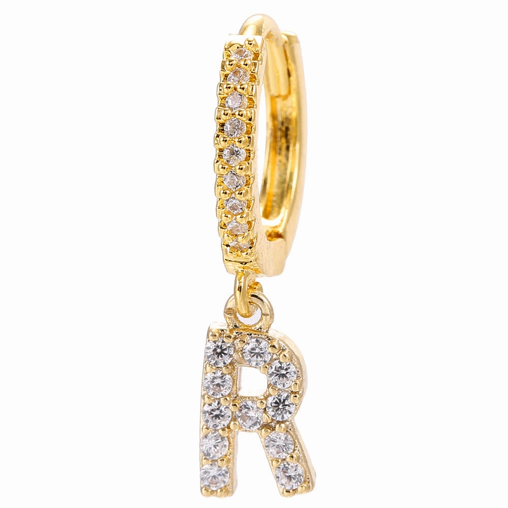 Wholesale English Alphabet Micropaved Zircon Earrings Copper