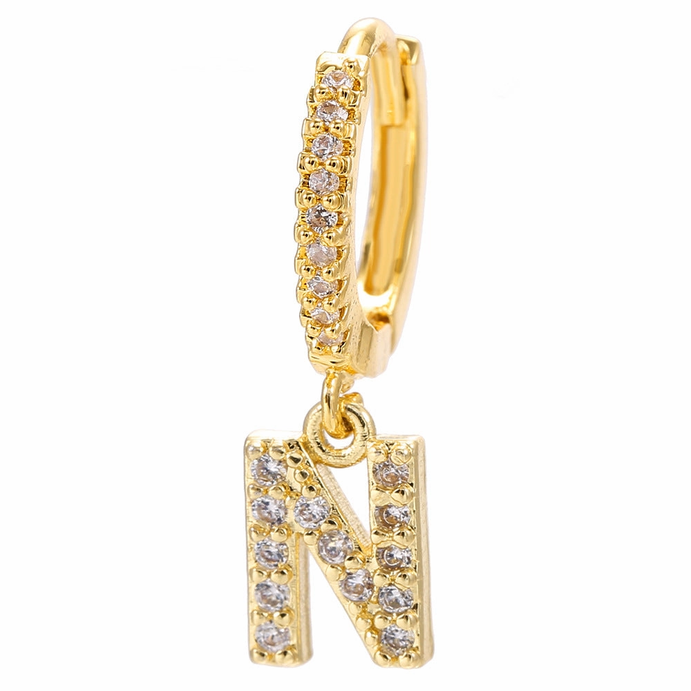 Wholesale English Alphabet Micropaved Zircon Earrings Copper