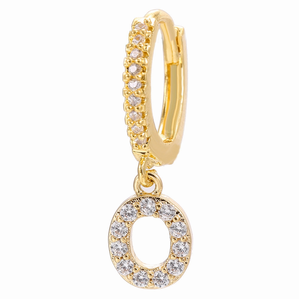 Wholesale English Alphabet Micropaved Zircon Earrings Copper