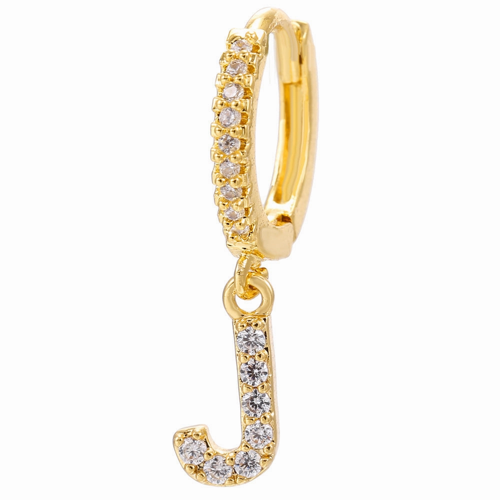 Wholesale English Alphabet Micropaved Zircon Earrings Copper