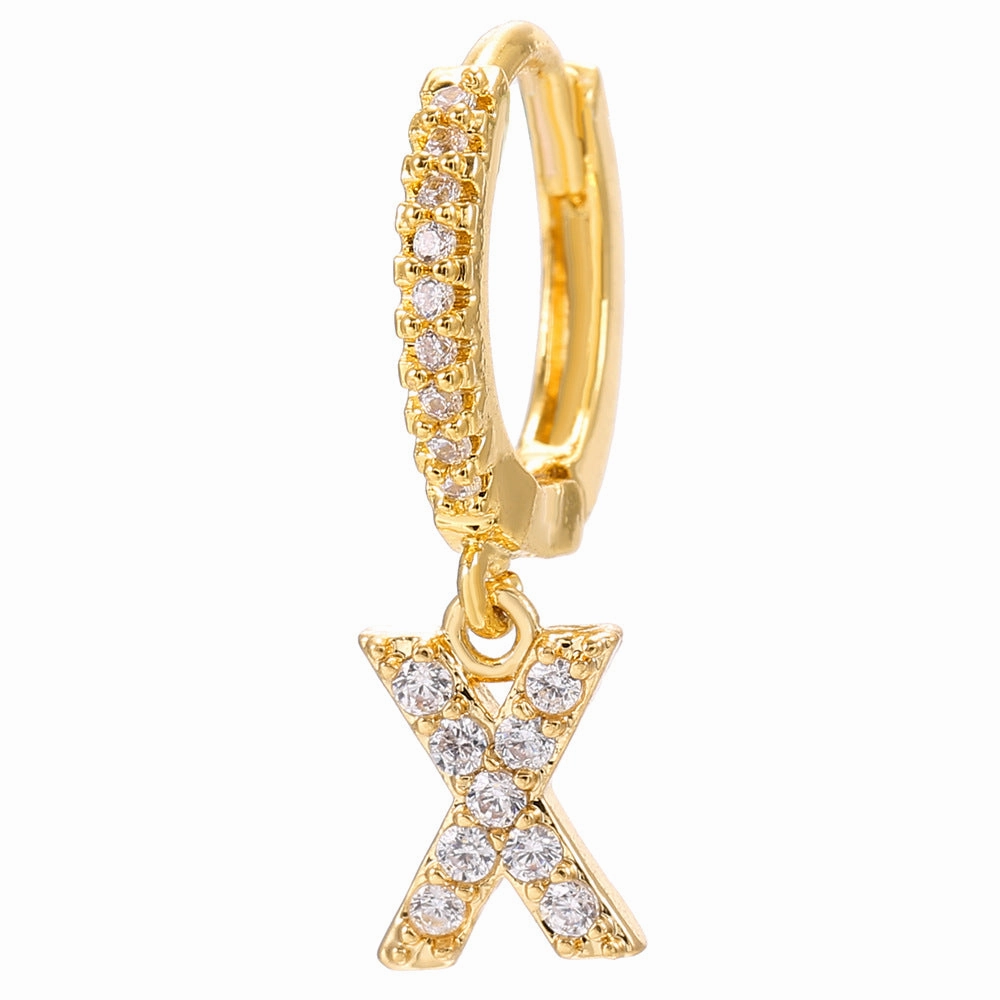 Wholesale English Alphabet Micropaved Zircon Earrings Copper