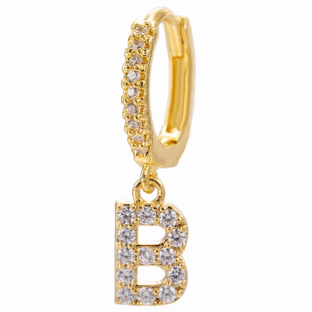 Wholesale English Alphabet Micropaved Zircon Earrings Copper