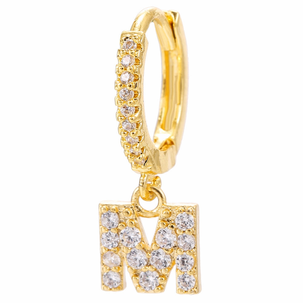 Wholesale English Alphabet Micropaved Zircon Earrings Copper