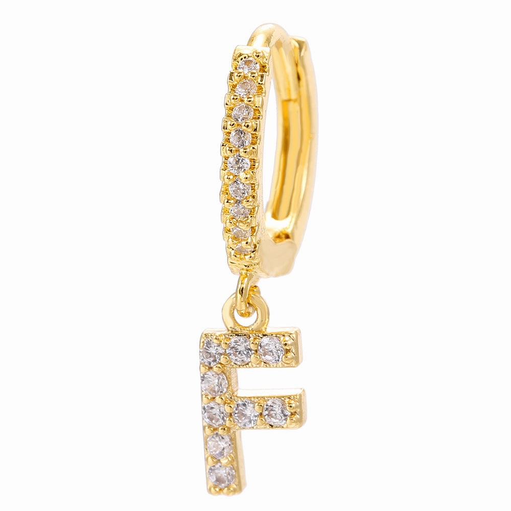 Wholesale English Alphabet Micropaved Zircon Earrings Copper