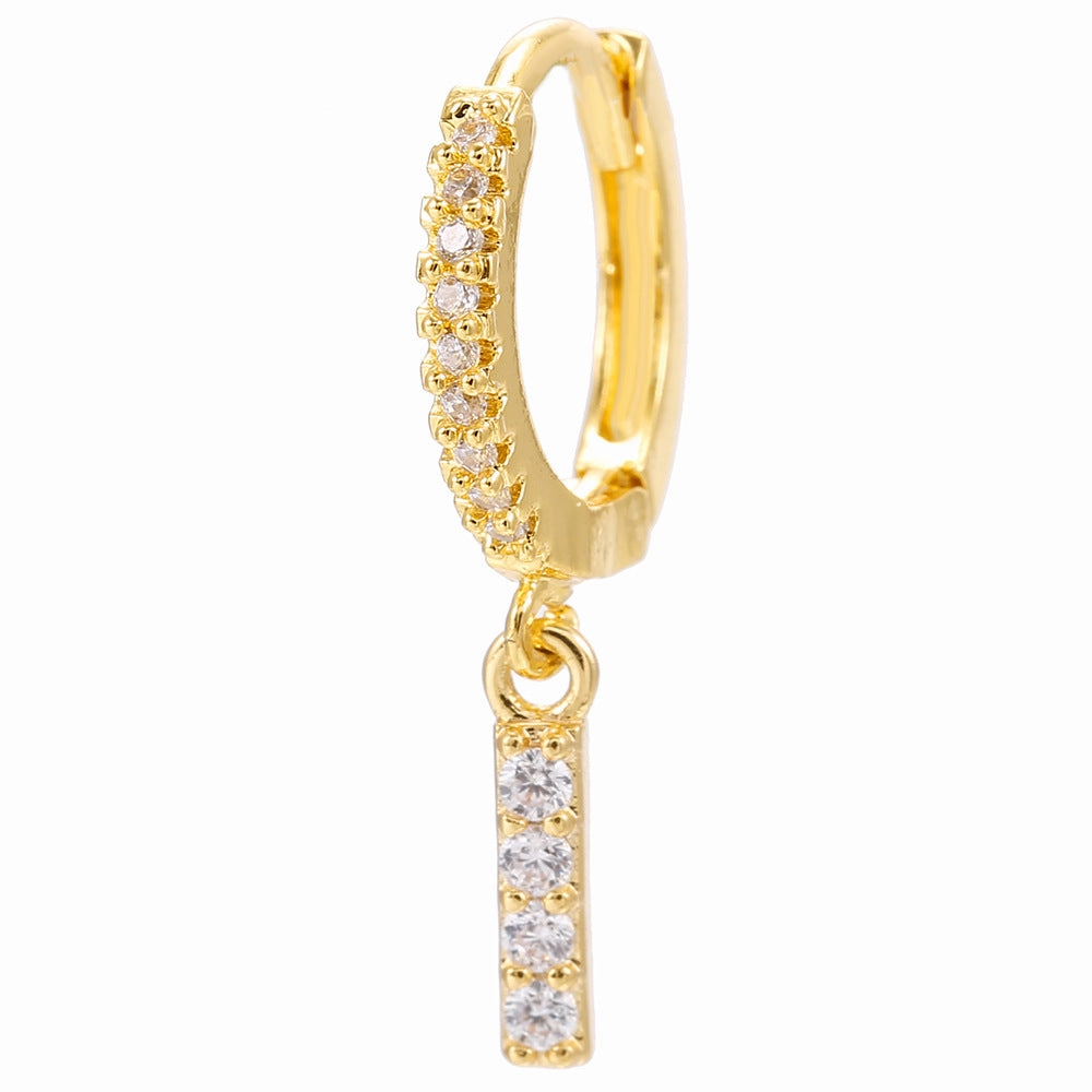 Wholesale English Alphabet Micropaved Zircon Earrings Copper