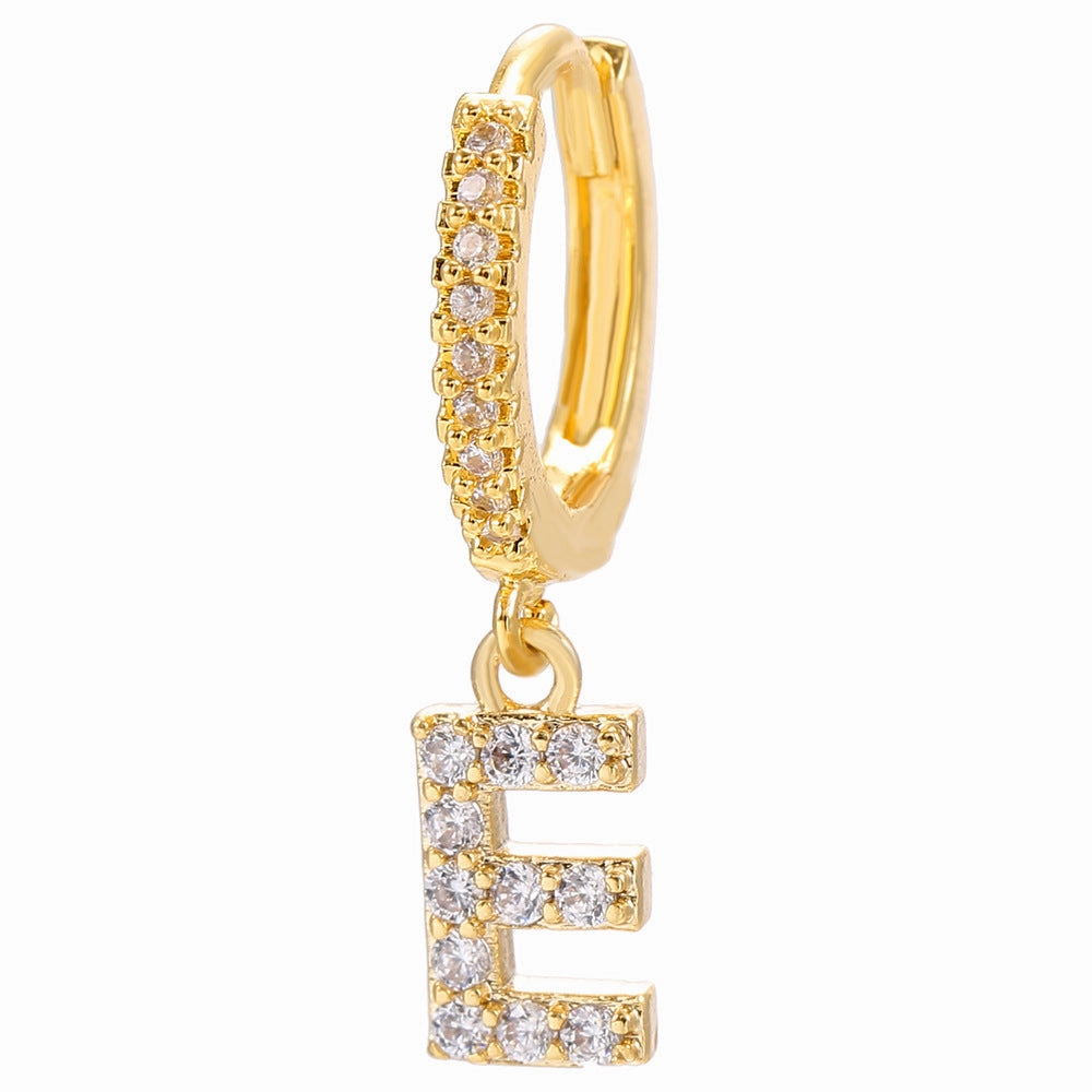 Wholesale English Alphabet Micropaved Zircon Earrings Copper