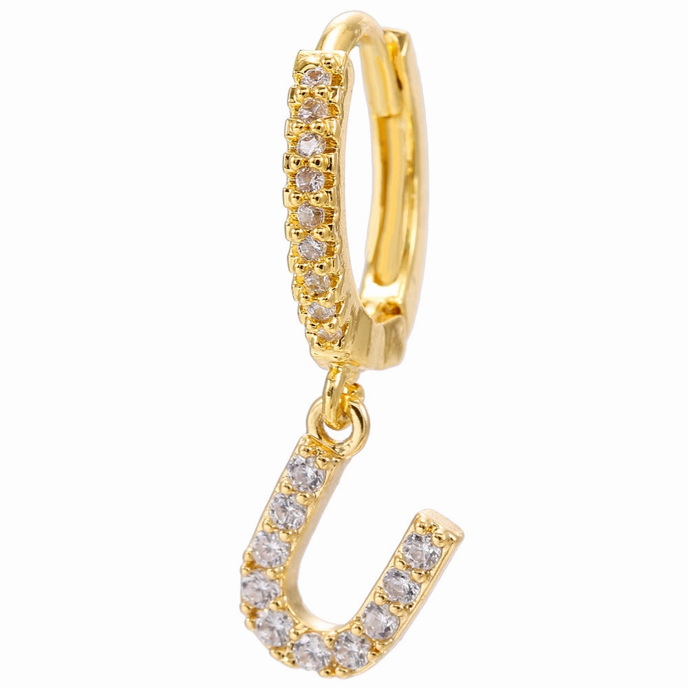 Wholesale English Alphabet Micropaved Zircon Earrings Copper