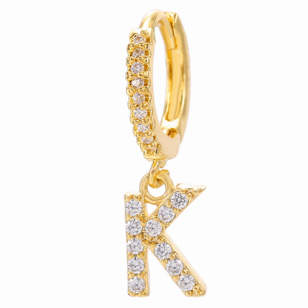 Wholesale English Alphabet Micropaved Zircon Earrings Copper