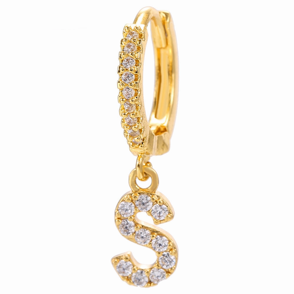 Wholesale English Alphabet Micropaved Zircon Earrings Copper