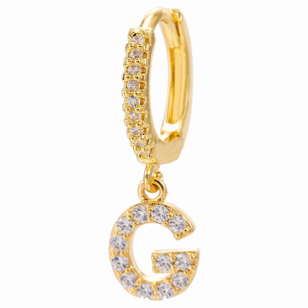 Wholesale English Alphabet Micropaved Zircon Earrings Copper
