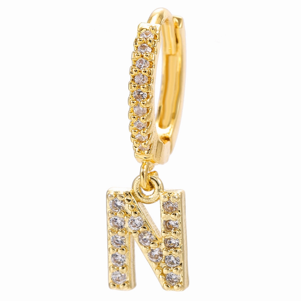 Wholesale English Alphabet Micropaved Zircon Earrings Copper