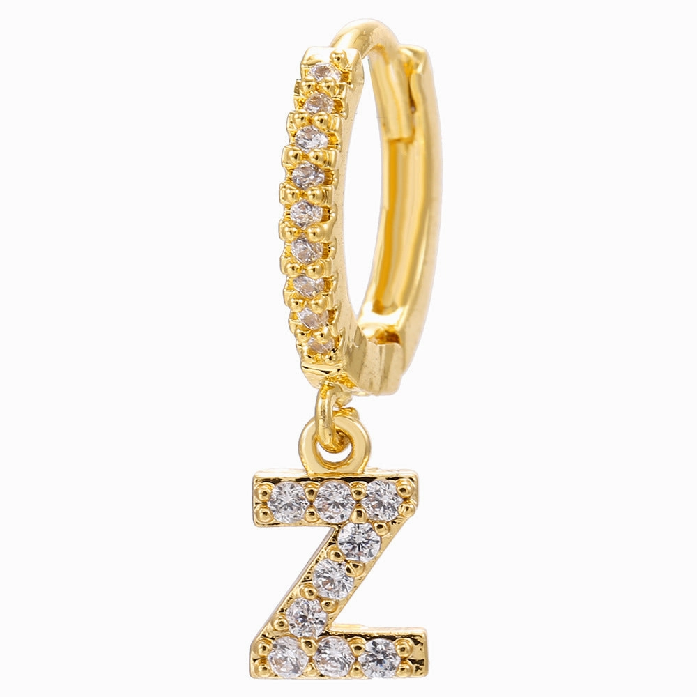 Wholesale English Alphabet Micropaved Zircon Earrings Copper