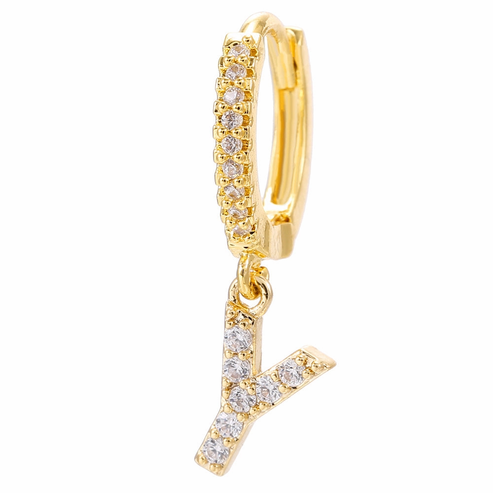 Wholesale English Alphabet Micropaved Zircon Earrings Copper