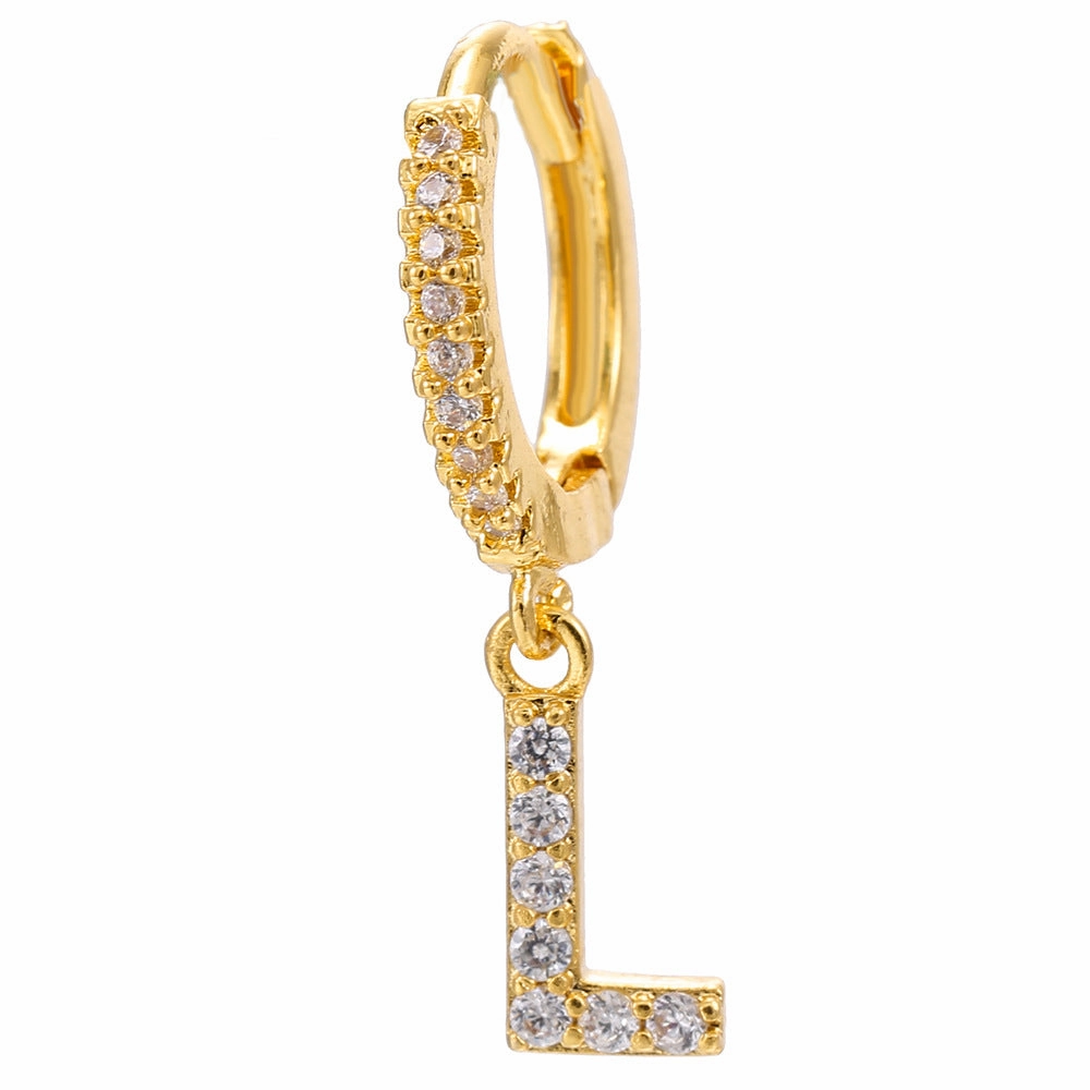 Wholesale English Alphabet Micropaved Zircon Earrings Copper