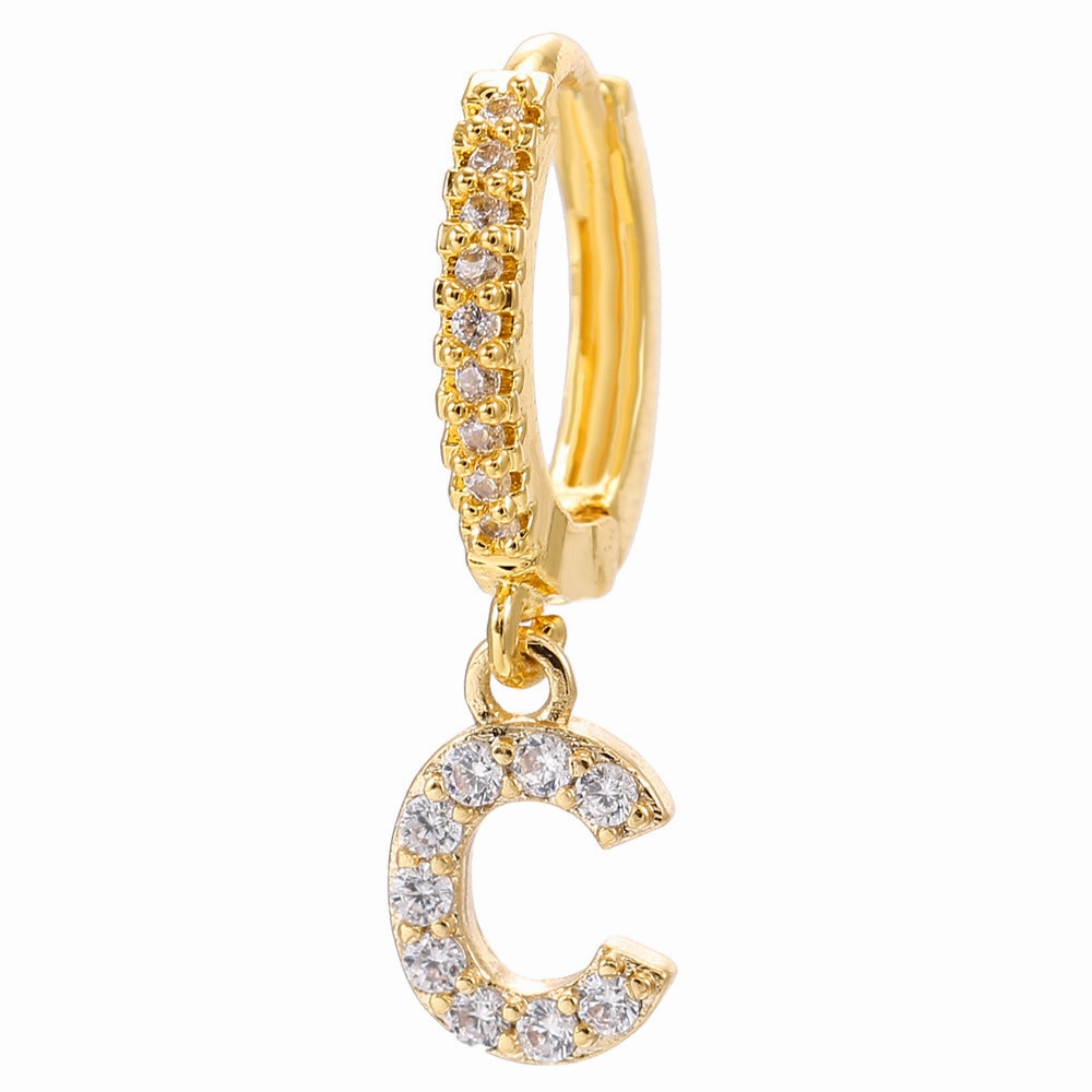 Wholesale English Alphabet Micropaved Zircon Earrings Copper