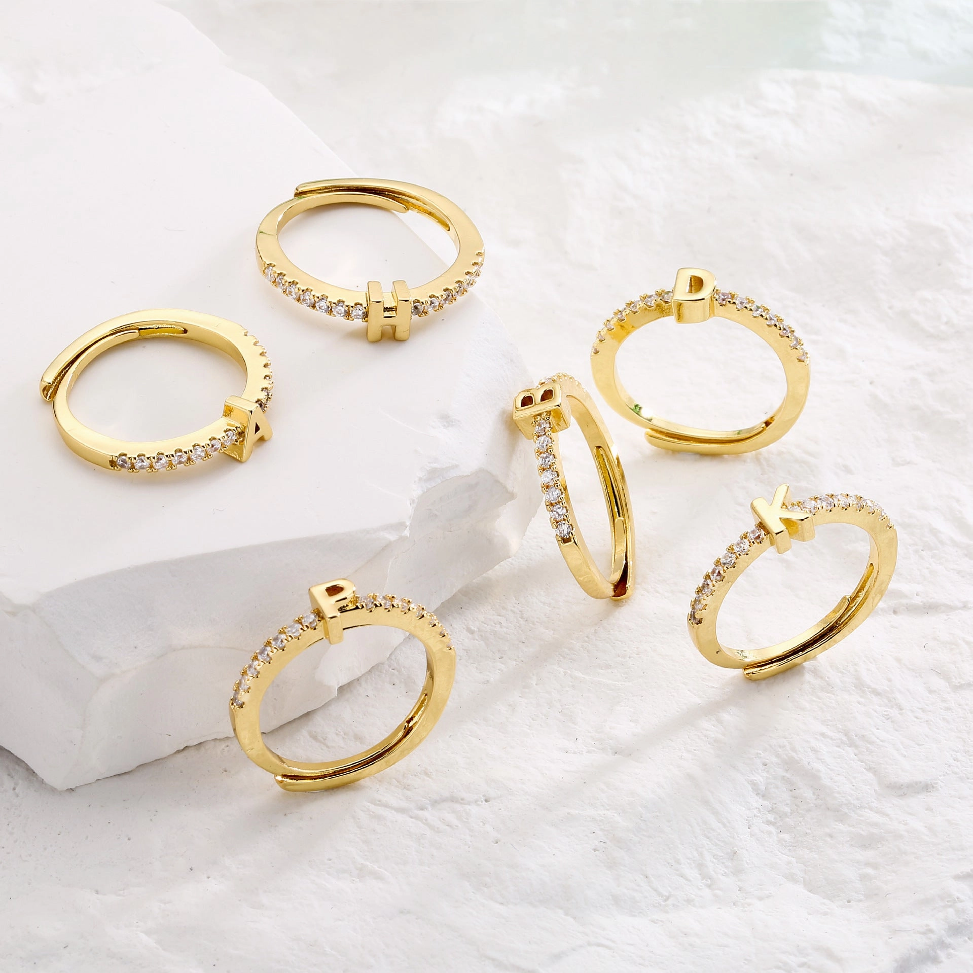 Wholesale English Letter Copper Open Ring