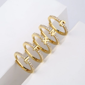 Wholesale English Letter Copper Open Ring