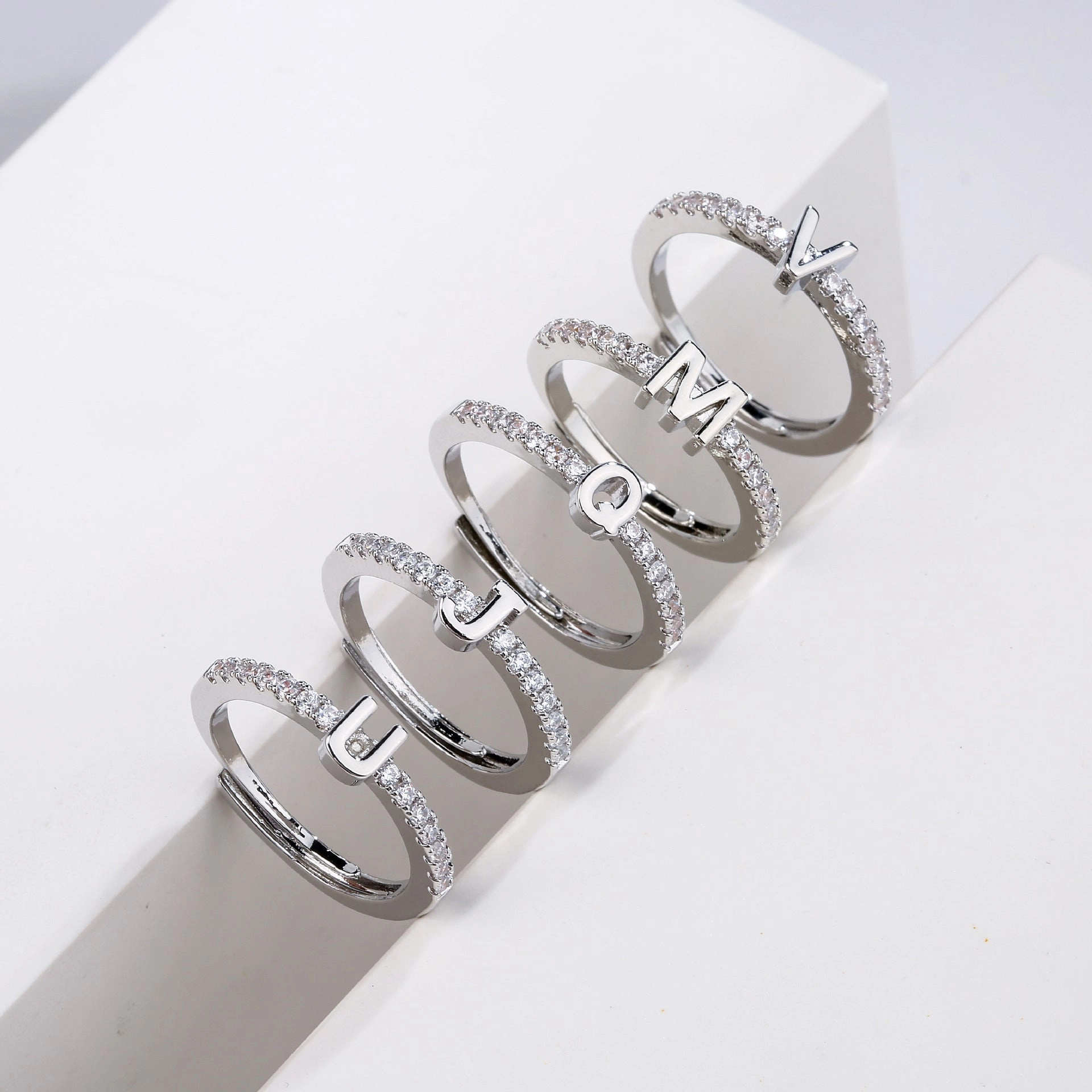 Wholesale English Letter Copper Open Ring
